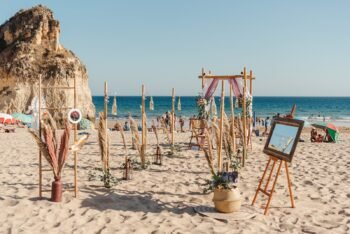 Algarve beach wedding venue real wedding flowers and decor Algarve beach wedding venue